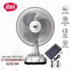 itel 12' Inche AC/DC Solar Rechargeable Fan With Panel & 2 Bulbs