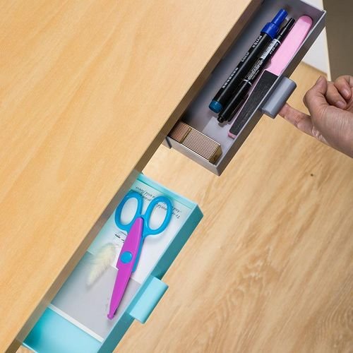 Factory Direct Sales Office Table Bottom Paste Storage Box Large Capacity Student Stationery Box Hidden Smiley Drawer Pencil Case