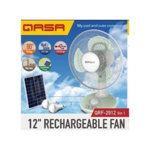 Qasa High Speed 12 Inches 3in1 Rechargeable Table Solar Fan Bulbs