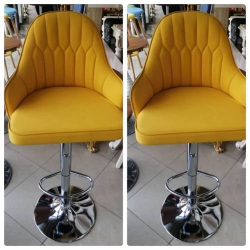 Modern Swivel Adjustable Bar Stools(set Of 2) YELLOW