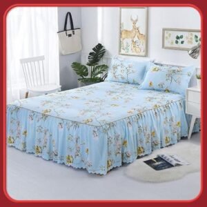 Super King Queen single size bedsheet 3 in 1 set bed sheet 2 pillowcase bedcover bedskirt sheets ropol