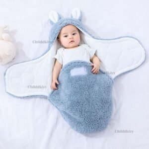 Soft Cute Baby Sleeping Bags With Ears  Autumn Winter Fleece Wrap Blankets For Babies Warm born Sleep Sack 0-9 Month