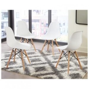 Dinning Plastic Chair With Wooden Leg- Set Of?4