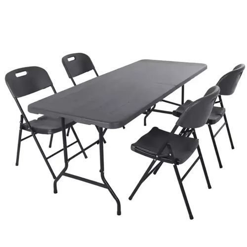 6ft STRONG PLASTIC Foldable Table + 4 Chairs