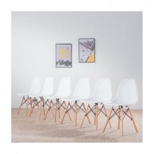 Dinning Plastic Chair With Wooden Leg- Set Of?6
