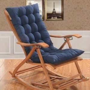 Winter recliner cushion rocking chair cushion thickened rattan bamboo chair cushion happy chair cushion folding chair cushion strap fixed Blue - short section (excluding chairs 48*120cm (short section)