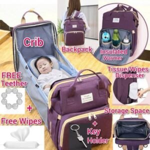 Nursing Mum Maternity Baby BackBag And Trendy Comfortable Babybed/crib/cot With Free Wipes,teether And Keyholder Combo