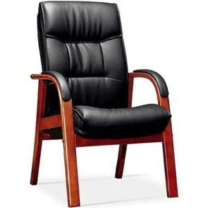 Modern Executive Wooden & Leather Visitor Office Chair