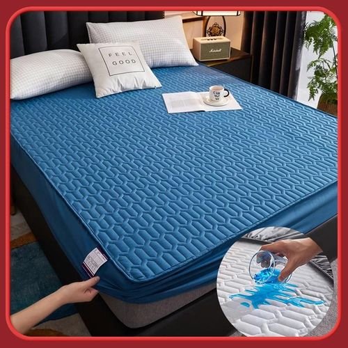 100% Waterproof Bed Cover Quilted Filling Mattress Protector Queen Size Mattress Covers Quilted Mattress Cover Air-Permeable Bed Protector Pad Pillowcase