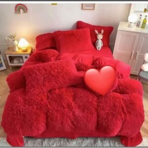 Spice Bedsheets Fur Duvet With Plain Bedsheet And 4pillowcases
