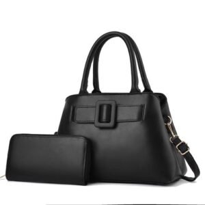2Pcs Women Elegant Crossbody Purse And Handbag - Black