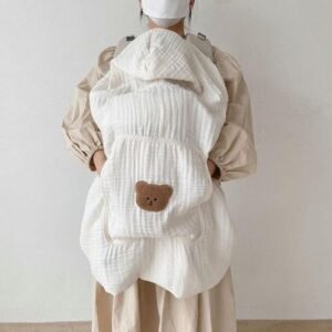 born Baby Blanket Summer Cartoon Bear Anti-mosquito Wind-proof Multi-functional Cloak   Hug Soft Back Shawls