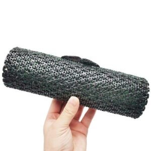Green Golden cylindrical Diamond Crystal Luxury Clutches prom purse