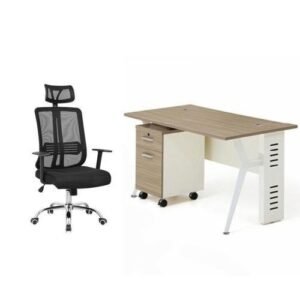 A Set Of Office Table With Office Swivel Chair