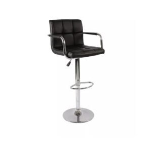 Comfort Chrome Bar Stool With Backrest - Black