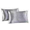 2X  Satin Standard  Bedding Pillow Case Cushion Queen (") Grey