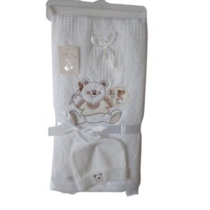 Baby Christening Shawl And Cap For Newborn