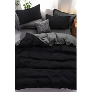 Black And Gray  Bedsheet And Duvet Set