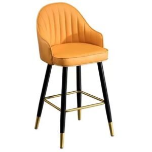 4Leg  Rotating  Seat Padded Bar Stools- ORANGE