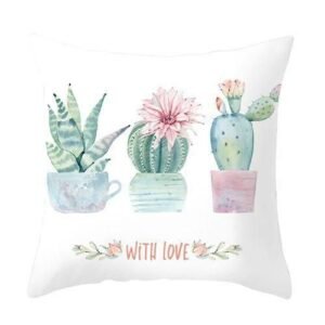 Pillowcase Single Sided Printed Washable Polyester Square Shape Plant Pattern Cushion Cover For Car Bed