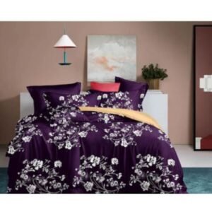 Beautiful Purple Floral Bedsheet With Pillowcases.