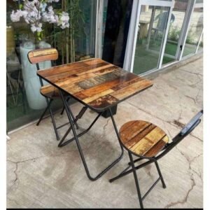 2 Chairs- Dining Set, Wooden Kitchen With Foldable Table