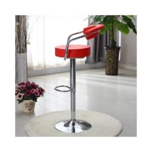 Comfort Chrome Bar Stool With Backrest - Red