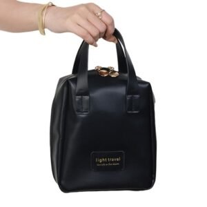 Washable Makeup Bag Metal Zipper Travel Makeup Bag Stylish for Women Black
