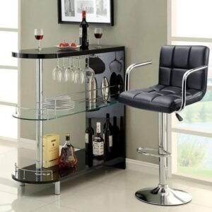 High Class Swivel Adjustable Bar Stool - (Black)