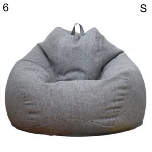 Solid Color Cloth Lazy Lounger Bean Bag Sack Chair Sofa Dust Cover Decoration-Dark Grey