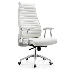 Executive White Leather Swivel Chair