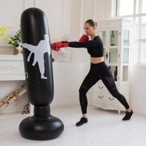 160x65cm Inflatable Punching Bag Punch Bag Leakproof Black