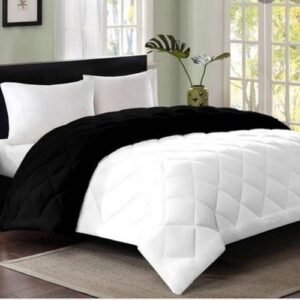 Plain Complete Duvet Set - White/black