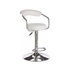 Comfort Chrome Bar Stool With Backrest - White