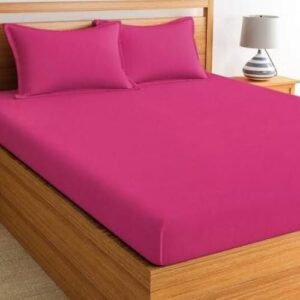 Plain Pink Bedsheet With 4 Pillows