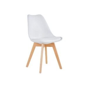 Classy Padded Retro Plastic Dining Chair- Whit