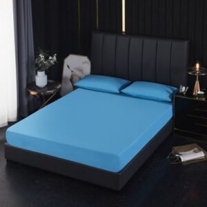 100% Waterproof Solid Bed Fitted Sheet Nordic Adjustable Mattress Covers Four Corners With Elastic Band Bed Sheet Water Blue