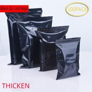 100pcs Black Opaque Color Self Sealing Plastic Bags Ziplock