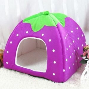 Strawberry Shaped Foldable Short Plush Pet Nest