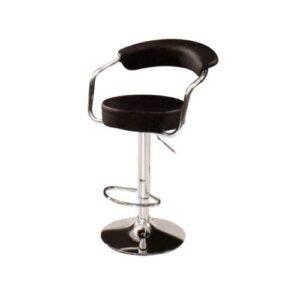 Comfortable Chrome Bar Stool With Backrest - Black