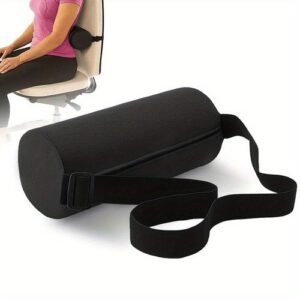 1pc Roll Foam Pillow Back Support, Lumbar Support Cushion With Pillowcase And Adjustable Strap For