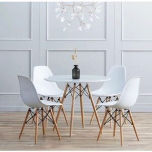 Durable Dining Table Round + 4 Sitting Chairs