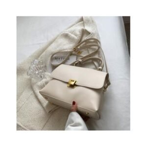 (Style 2 Beige)Vintage Pure Color Tote Bag 2021 Winter New Quality PU Leather Women's Designer Handbag High Capacity Shoulder Messenger Bag DON