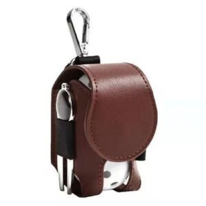 Golf Ball Storage Bag Golf Ball Case Waist Holder Bag with Hook Clip Brown