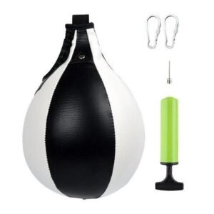 Boxing Speed Bag Punching Bag Swivel Speedball Heavy Duty Black White