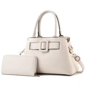 2Pcs Women Elegant Crossbody Purse And Handbag - Beige