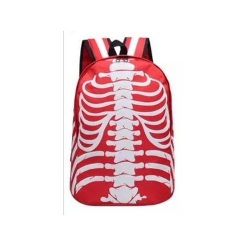 High Quality Luminous Creative Cartoon Body Bone Skeleton School Backpack Bags - Red