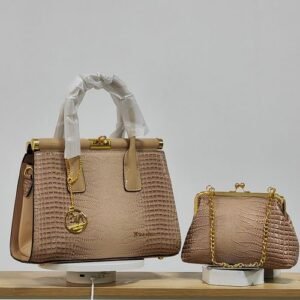 2n1 Crocodile Pattern Patent Leather Handbag - Nude