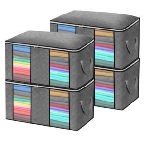 4PCS 60*43*35CM 90L Foldable Clothes Storage Bag Organizer