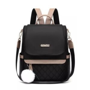 Ladies Comfortable Polyester Casual Backpack Bag - Black